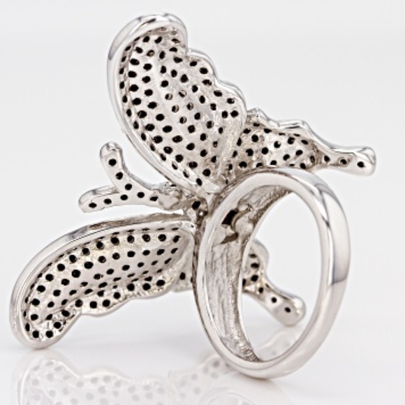 NWT JTV Butterfly Black Spinel Rhodium Over Sterling Silver 3.50ctw Ring Size 7 - Picture 3 of 6